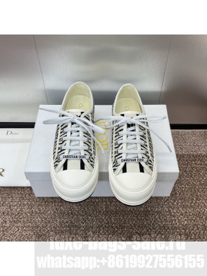 Christian Dior Unisex Walk'n'Dior Embroidered Cotton with White and Black Miss Dior Allover Motif Sneaker 2024
