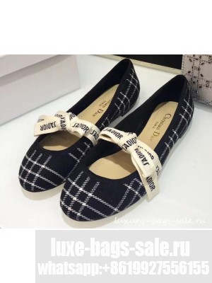 Miss Dior J'Adior And Bow Ribbon Ballet Pumps Tartan Fabric Black/White 2019