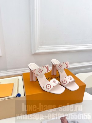 Louis Vuitton Silhouette 8.5cm in Monogram Leather Pink Slide Mule 2023 