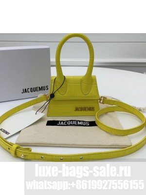 Jacquemus Leather Le Chiquito Micro Bag Croco Pattern Yellow