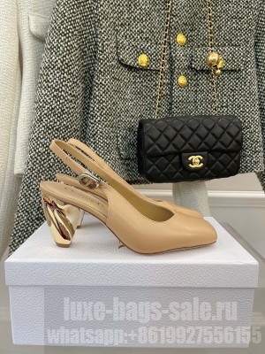 Dior Rhodes Calfskin Slingback Pumps Beige 2022 Collection