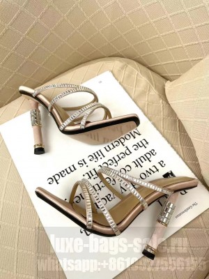 Alevi Milano Satin Mule with baguette crystals beige