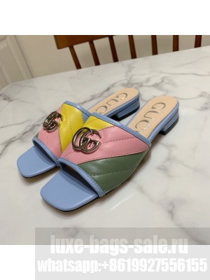 Gucci GG Marmont Leather ‎Slide Sandals Multicolor 2021 Collection