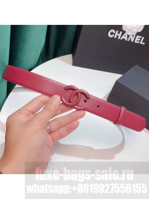 Chanel Leather Belt 30mm with Matte CC Buckle Burgundy  2021 Collection