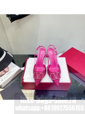 Valentino VLogo Slingback Pumps 8cm With Pink Crytal 2022 Collection