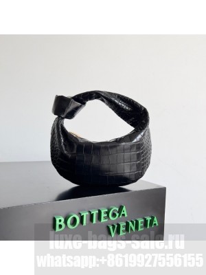Bottega Veneta Mini Jodie Mini alligator leather top handle bag 717709 black