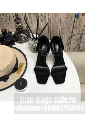 Saint Laurent Cassandra Suede Sandals 10cm Black 2021 Collection