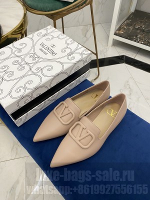 VALENTINO VLOGO POINTED LOAFERS LEATHER NUDE 2021