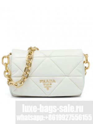 Prada System Nappa Patchwork Shoulder Bag 1BD328 White