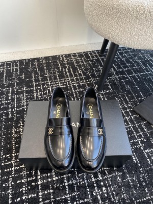 Chanel Moccasins Shiny Calfskin Loafers Black 2024