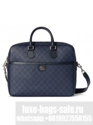 GUCCI OPHIDIA MEDIUM GG BRIEFCASE 792116 Dark blue