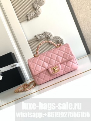 CHANEL Mini Flap Bag with Top Handle AS5701 pink