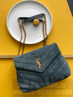 YSL Saint Laurent LouLou Small Bag in Y-Quilted Suede 4946991 Algae