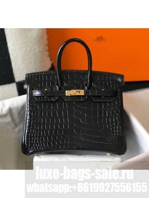 Hermes Birkin 25cm in Crocodile Embossed Calfskin Black 2020（Half-Handmade） Collection