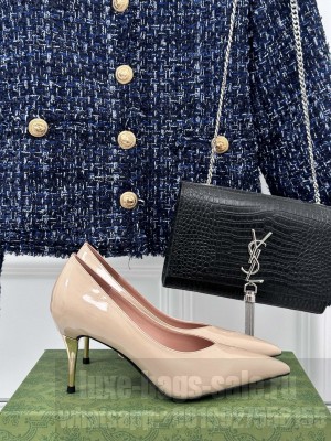 Gucci women's 8.5cm Metal effect heel Pointed toe Pump Nude