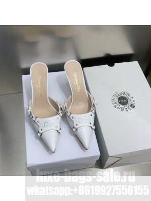 Christian Dior pointed toe 7cm Calfskin White Mule Sandals 2022 Collection