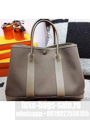 Hermes Canvas Garden Party 36 Bag Tan/Etoupe