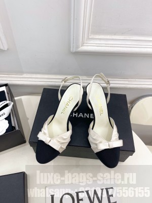 Chanel Satin & Grosgrain Slingback Pumps 9cm White 2025 G45875 