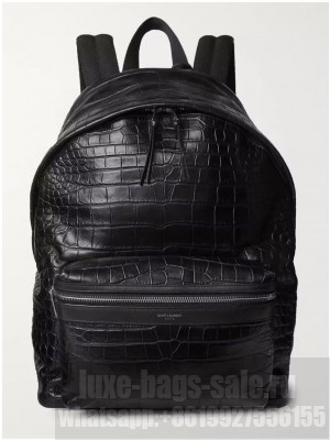 SAINT LAURENT LEATHER large knapsack Y886653 black