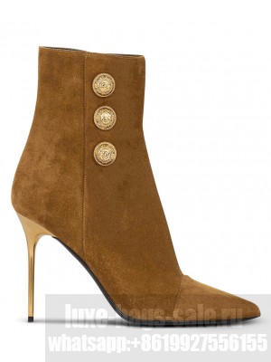 Balmain Women's Suede Roni Ankle Boots Coffee
