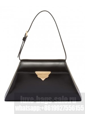 Prada Medium Brushed Leather Handbag 1BD343 Black