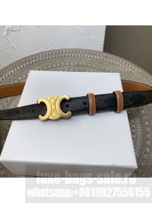 Celine Triomphe Width 2.5cm Belt With Brass Buckle 03