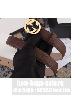 Gucci Width 2.5cm Signature Leather Belt Brown with Interlocking G Buckle