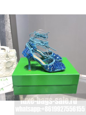 BOTTEGA VENETA MIRROR STRETCH SANDALS BLUE 2022 COLLECTION
