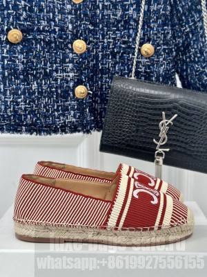 LES ESPADRILLES CELINE IN TRIOMPHE JACQUARD CANVAS RED