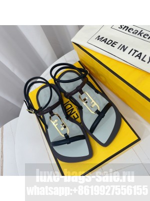 FENDI O’LOCK Blue leather slides 2022 Collection