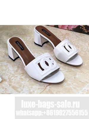 Dolce & Gabbana Heel 6.5cm Calfskin Mules White With DG Millennials Logo 2021