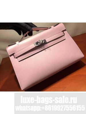 Hermes Kelly 22 Clutch Bag In Original Swift Leather Cherry Pink