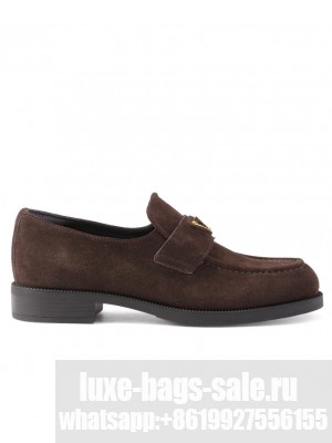 Prada Women's Suede Loafers 1D329N Dark Coffee