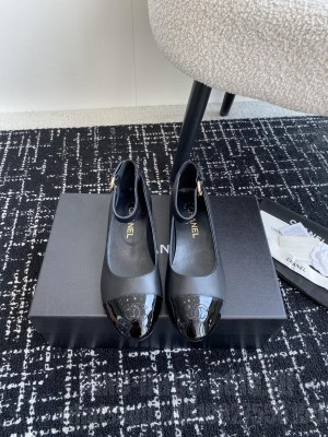 Chanel Mary Janes Lambskin & Patent Calfskin G46024 Black