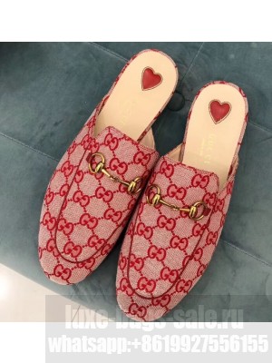 Gucci Women's Princetown Horsebit Slipper GG Canvas Pink