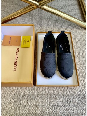 Louis Vuitton Starboard Monogram Silk Flat Espadrilles Black 2021 Collection