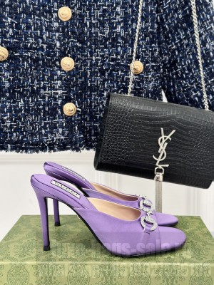 GUCCI Horsebit With Crystals Slide Sandals 9.5cm In Purple