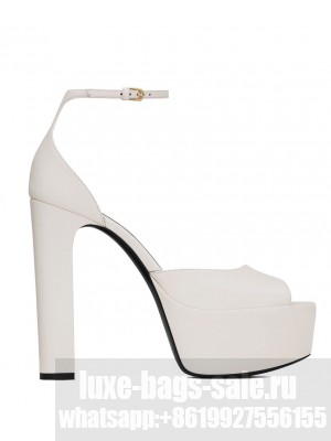 Saint Laurent Women's Jodie Platform Sandals In Smooth Leather Cream