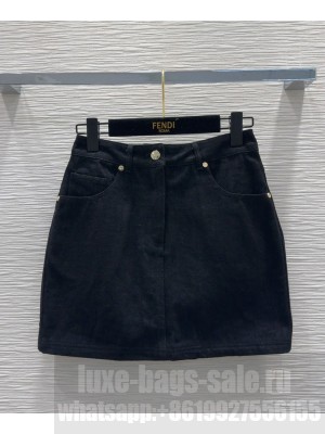 Fendi Women's FF Denim Skirt Black