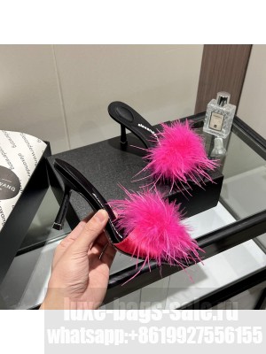 Alexander Wang lulu 85 feather slide sandal in satin Pink 2022 Collection