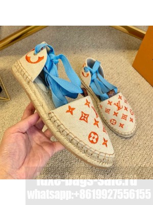 Louis Vuitton Starboard Monogram Canvas Espadrilles with Ankle Laces Blue 2021 Collection