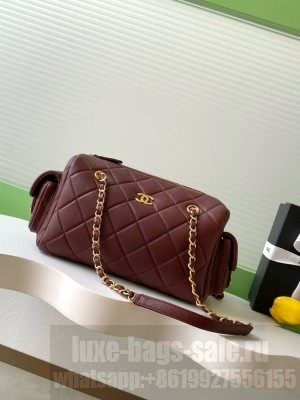Chanel Lambskin Small Bowling Bag AS5792 burgundy