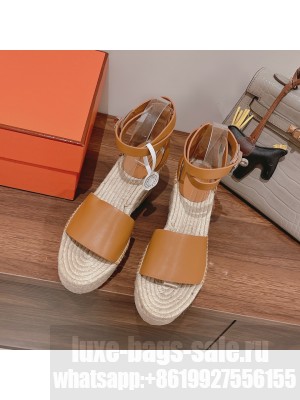 HERMES HEEL 8.5CM PLATFORM 5CM TIPOLI WEDGE ESPADRILLES 01