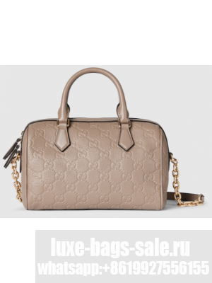 GUCCI GG EMBLEM MEDIUM BOSTON BAG 815255 Taupe