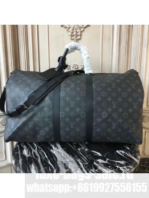 Louis Vuitton Keepall 55 Bandouliere Duffle Bag Monogram Eclipse Canvas Fall/Winter 2017 Collection M40605