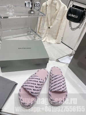 Balenciaga Unisex Logo Platform Slide Sandals 5cm 2023 05