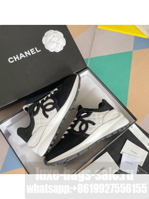 Chanel G39074 Suede Sneakers White/Black 2022 Collection