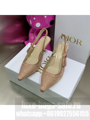Dior J'Adior Slingback Pumps 6.5cm in Pink Cotton Embroidered with Crystal 2022 Collection