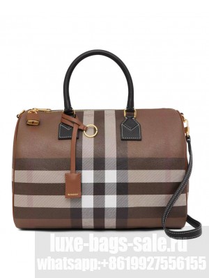 Burberry Check And Leather Medium Bowling Bag