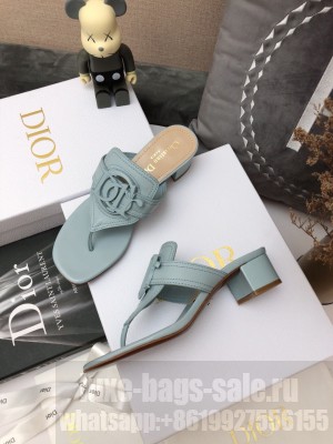 Christian Dior 30 MONTAIGNE 4CM Flip-Flop light blue Calfskin sandals 2021 Collection